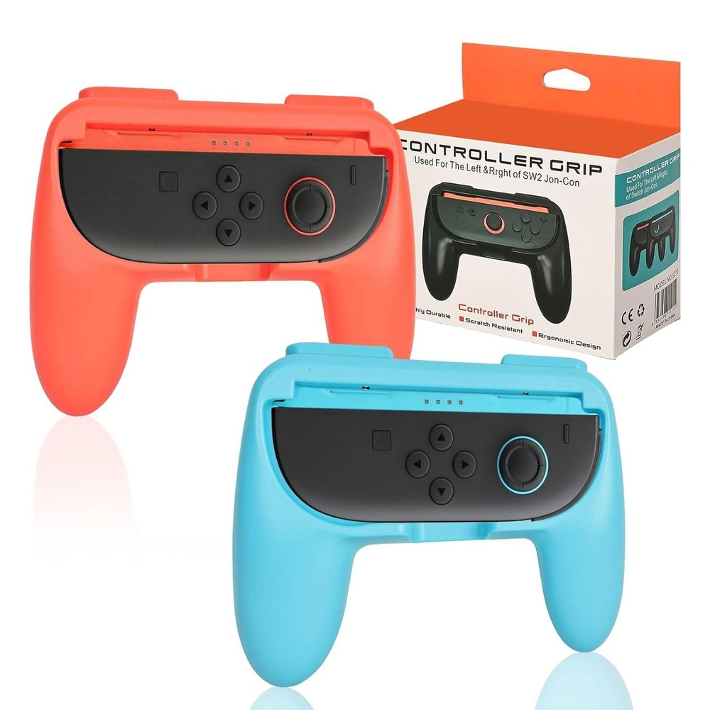 Nintendo Switch‎ 2 Controller Grip 2-Pack Neon Red Blue Ergonomic Joy-Con Grips